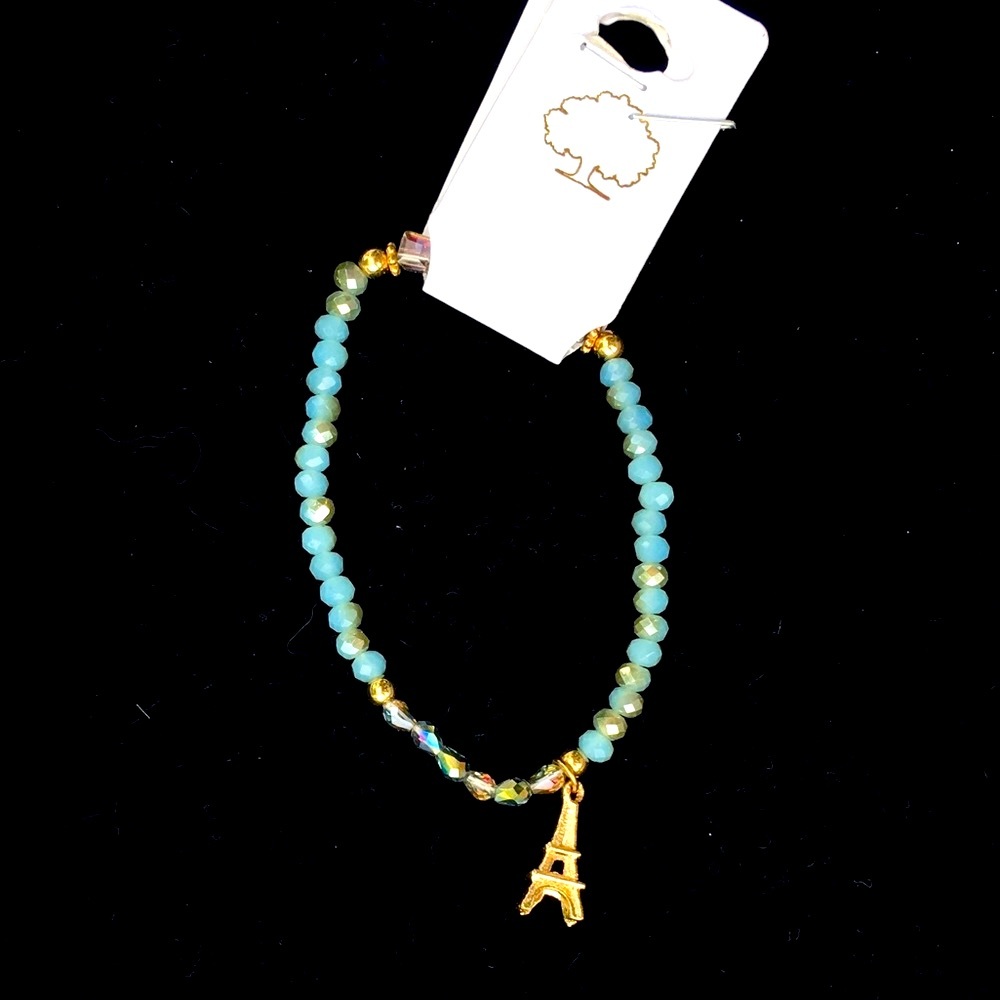 Eiffel tower Beaded stretch bracelet with
